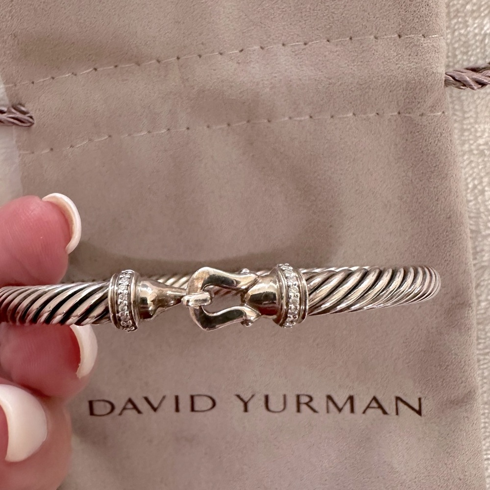 David Yurman Diamond Pave’ 5mm Buckle Bracelet